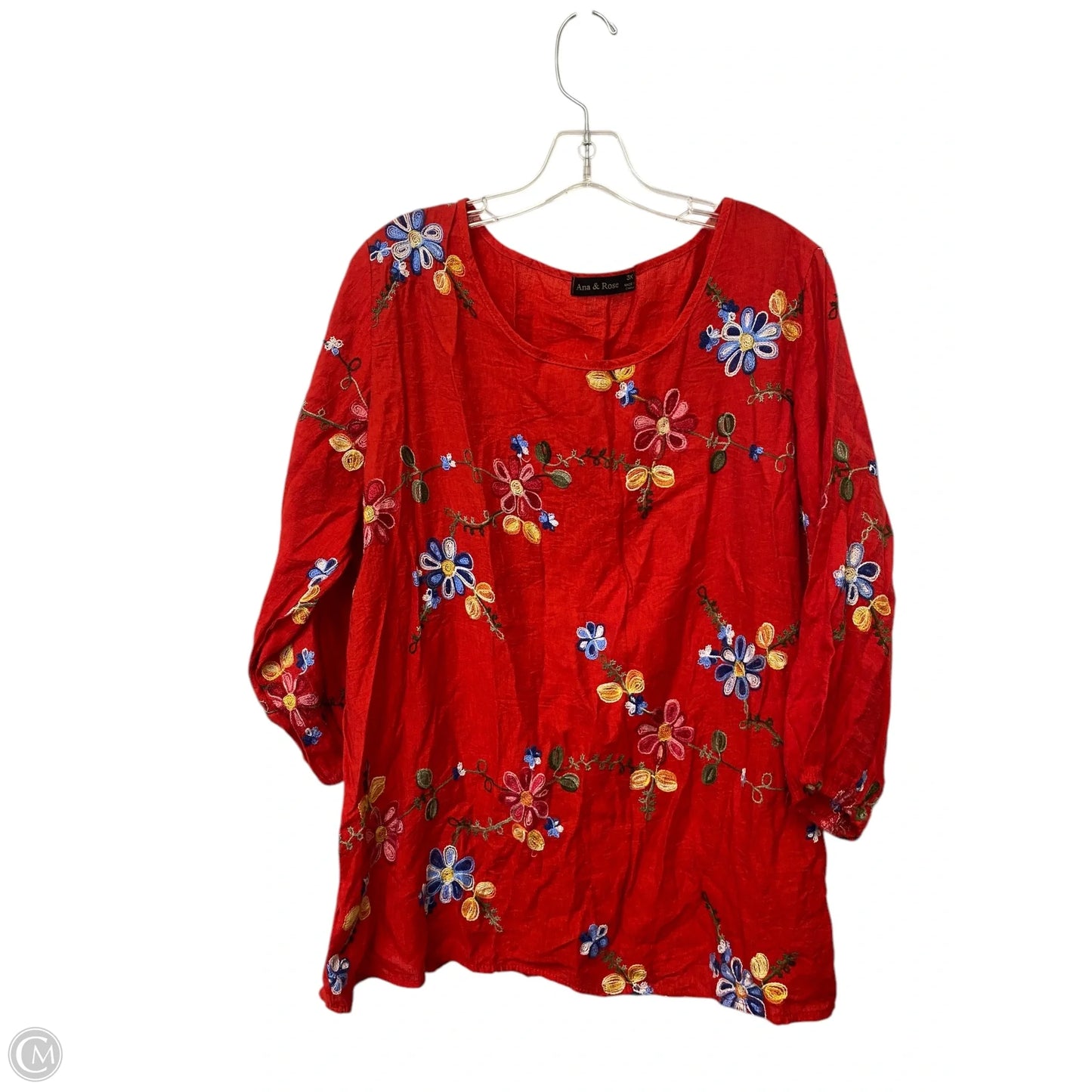 Top 3/4 Sleeve By Clothes Mentor In Red, Size: 3x