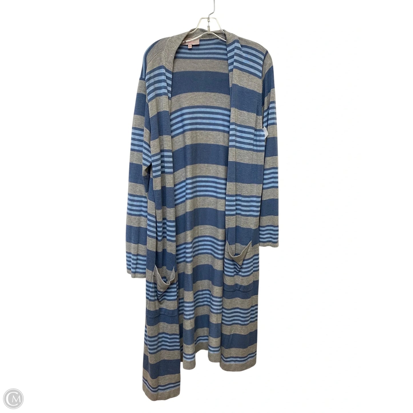 Cardigan By Laurie Felt In Blue & Grey, Size: 2x
