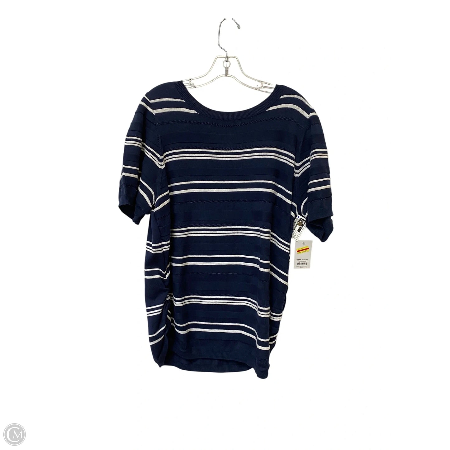 Top Short Sleeve By Croft And Barrow In Blue & White, Size: 2x