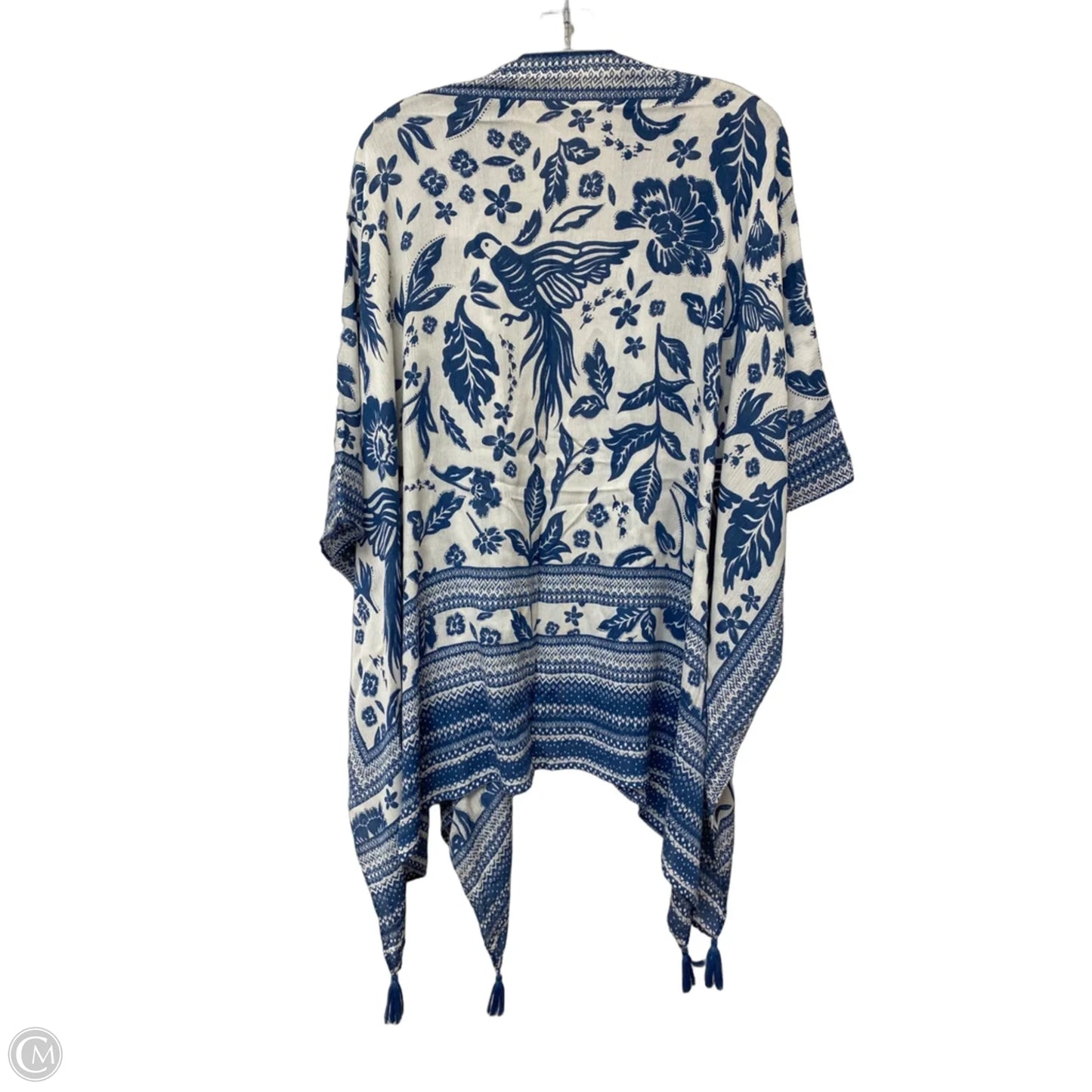 Shawl By Clothes Mentor In Blue & White, Size: Osfm