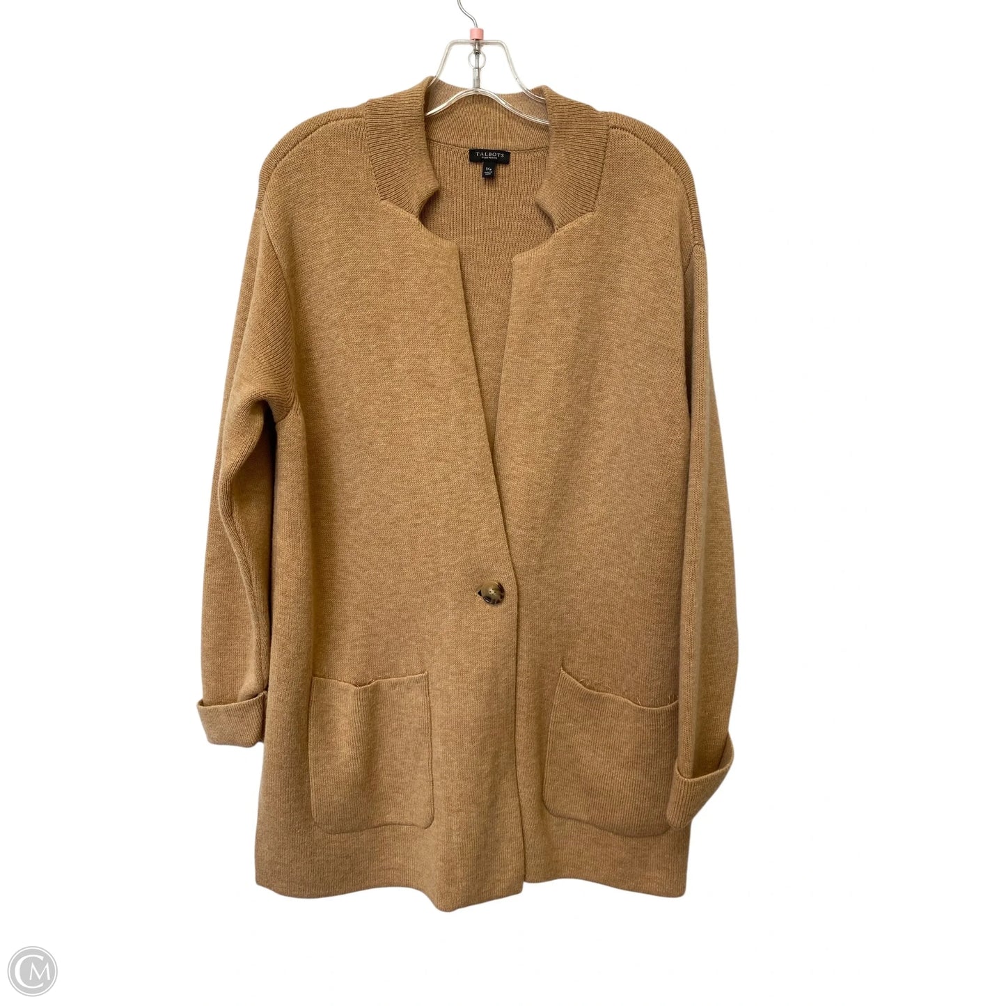 Sweater Cardigan By Talbots In Tan, Size: 1x
