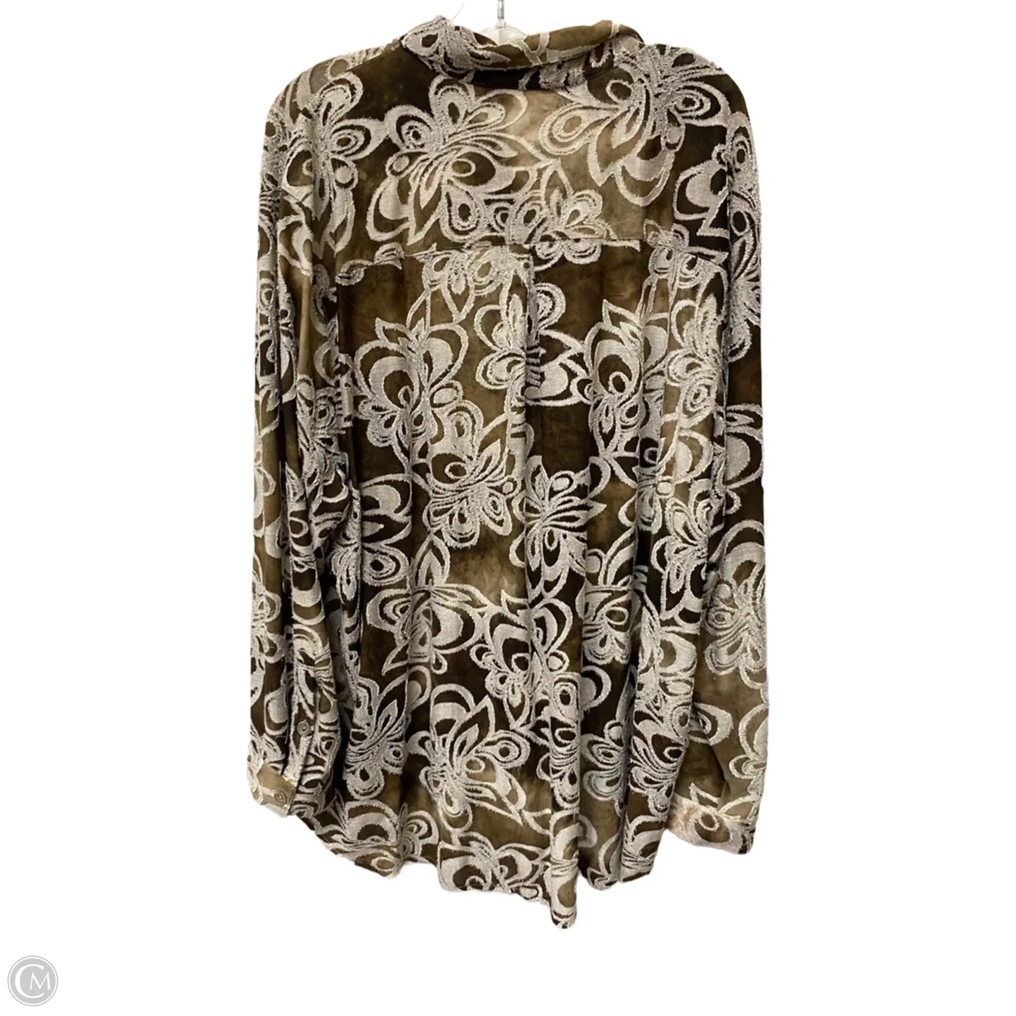 Top Long Sleeve By Cme In Brown, Size: Xl