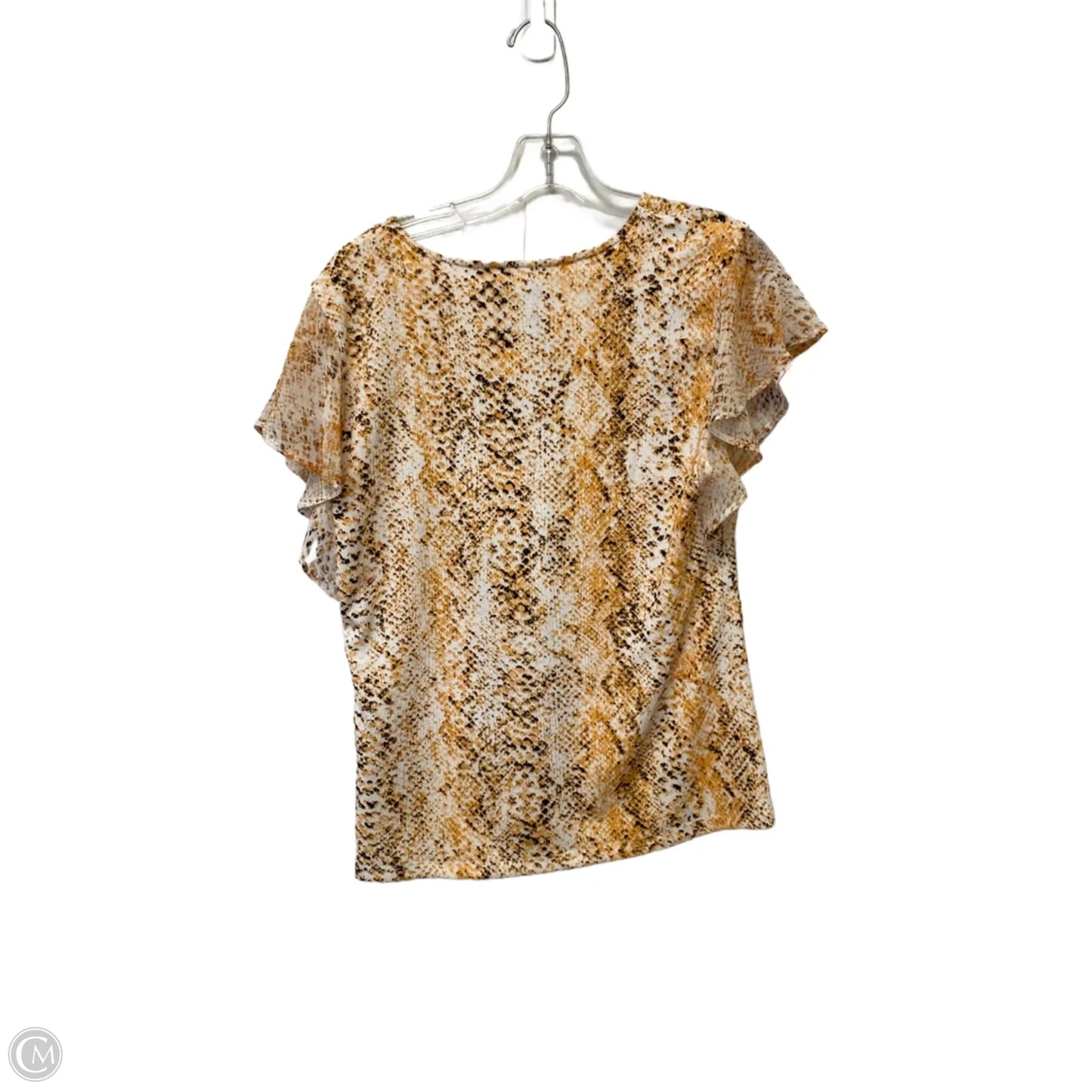 Top Short Sleeve By Calvin Klein In Snakeskin Print, Size: S