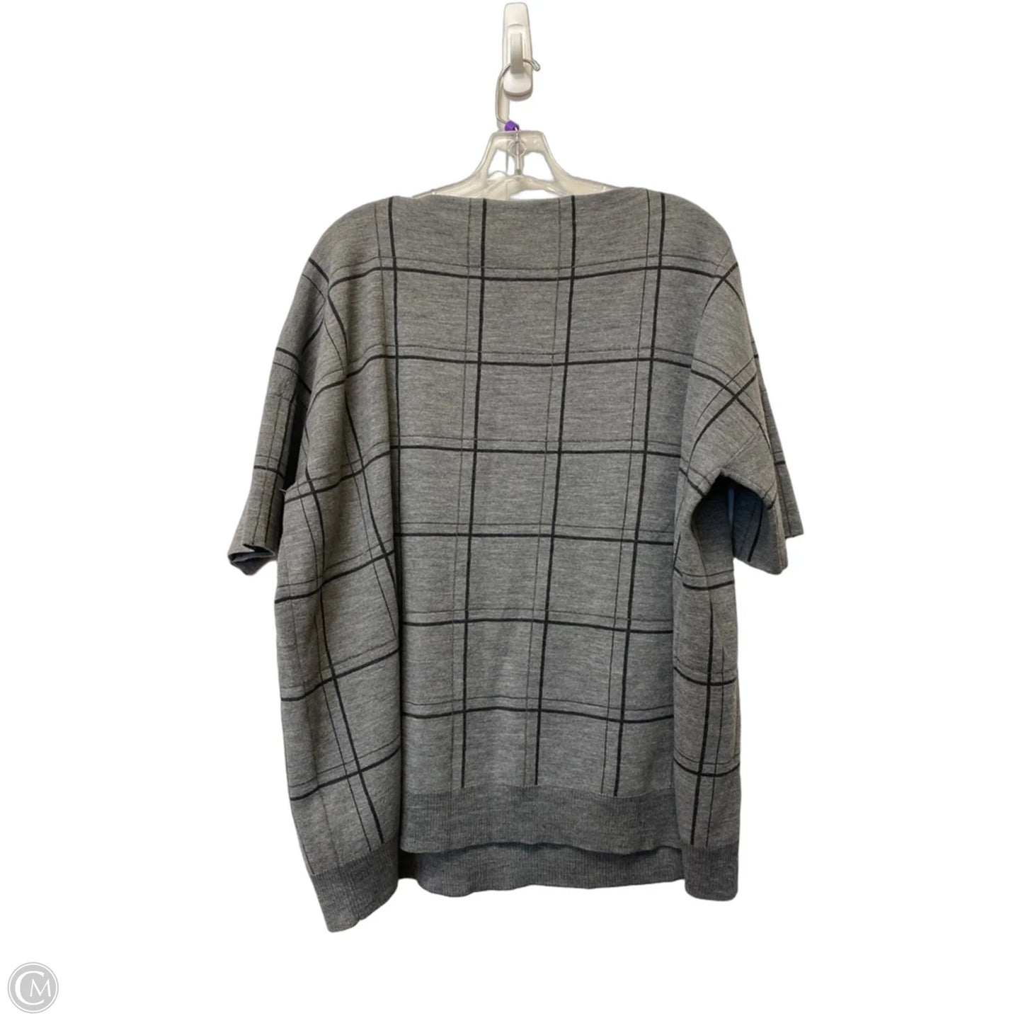 Top Short Sleeve Designer By Lafayette 148 In Grey, Size: L