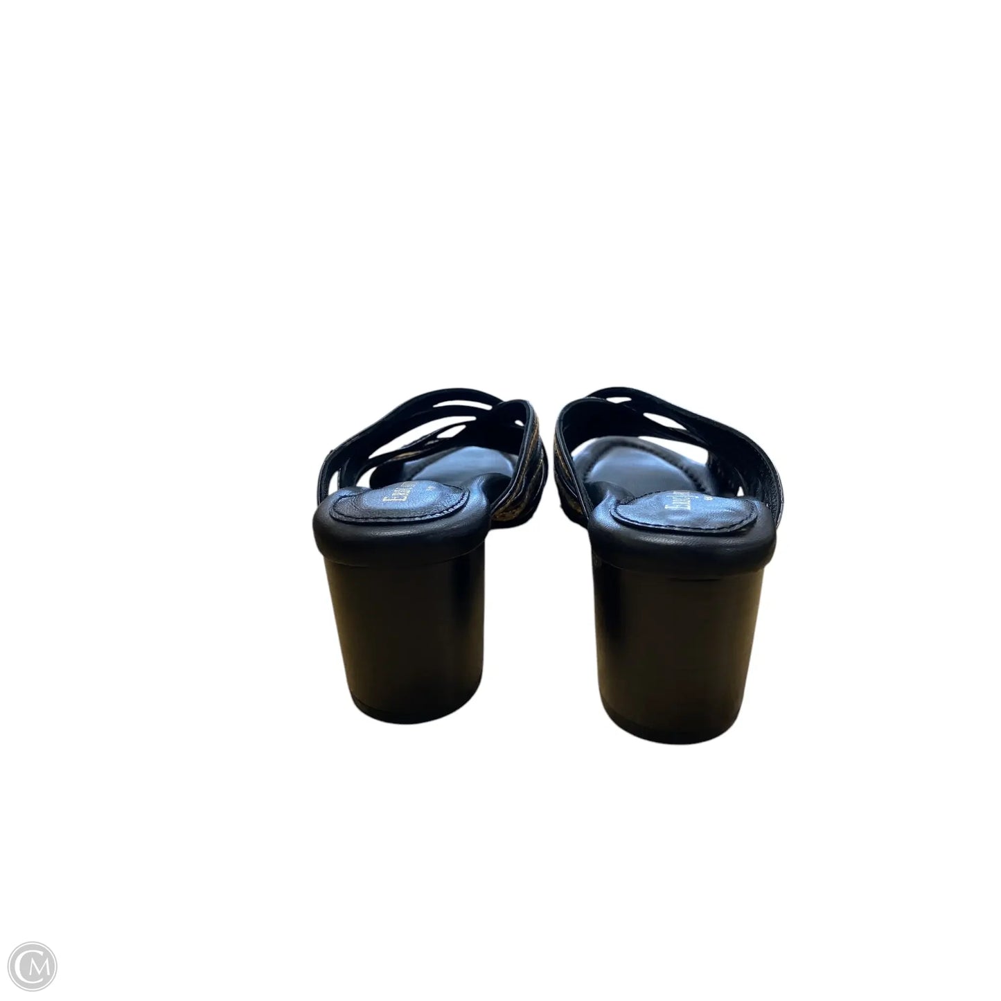 Sandals Heels Block By Eric Javitz In Black & Gold, Size: 7