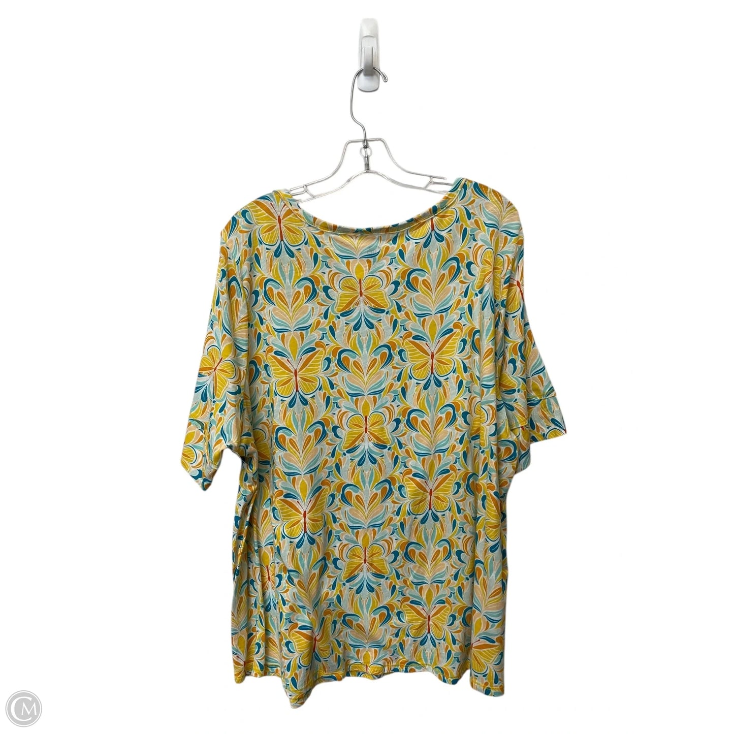 Top Short Sleeve By Cato In Blue & Orange, Size: 22