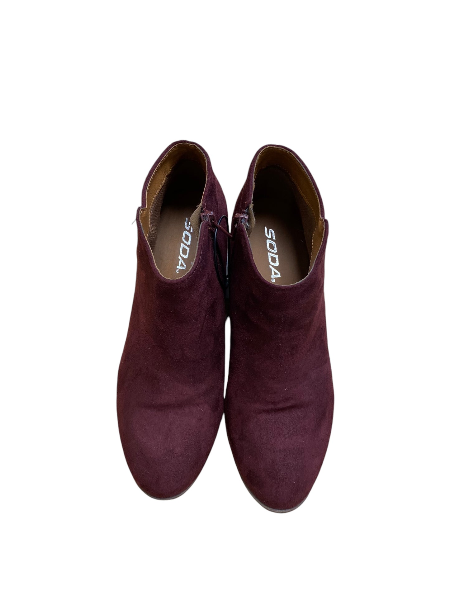 Boots Ankle Heels By Soda In Brown & Purple, Size: 7