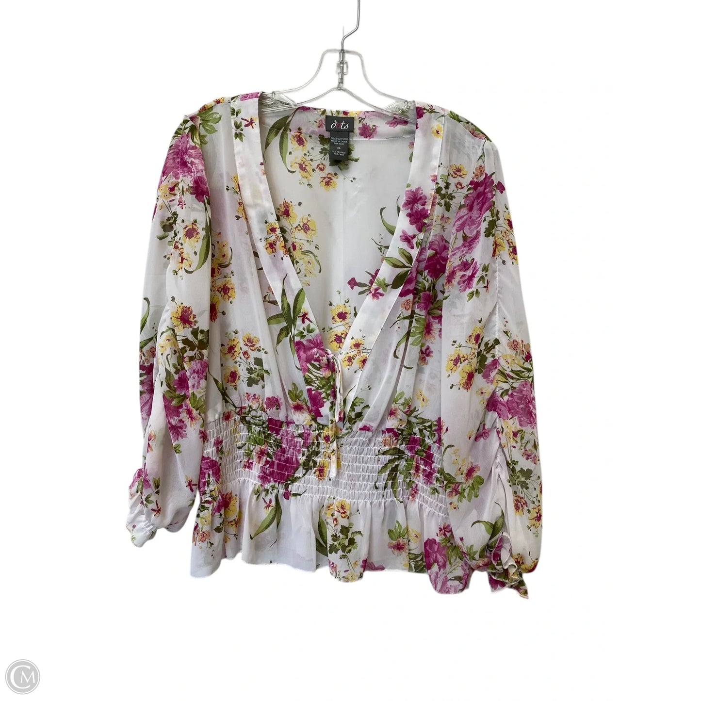 Top Long Sleeve By Dots In Floral Print, Size: Xl