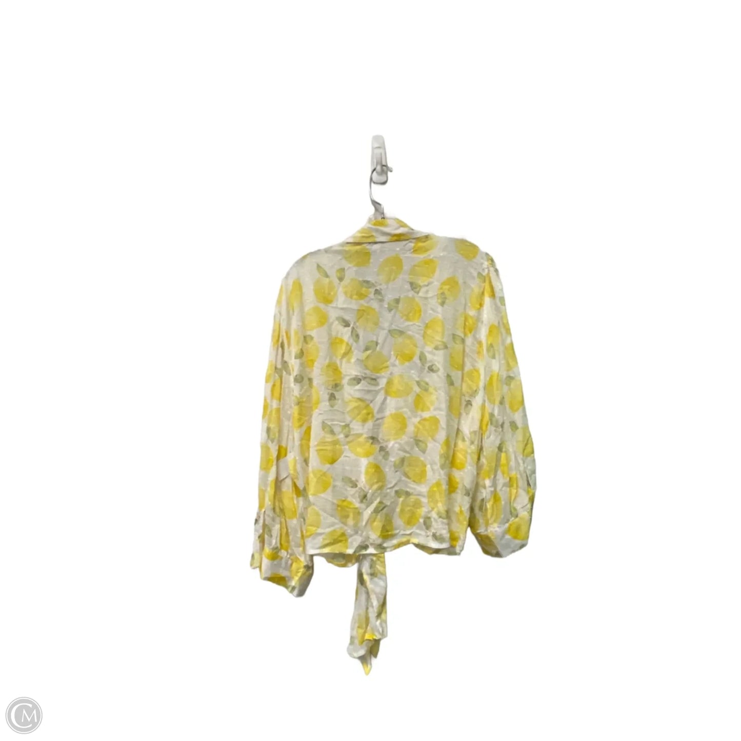 Top Short Sleeve By Cato In White & Yellow, Size: 26