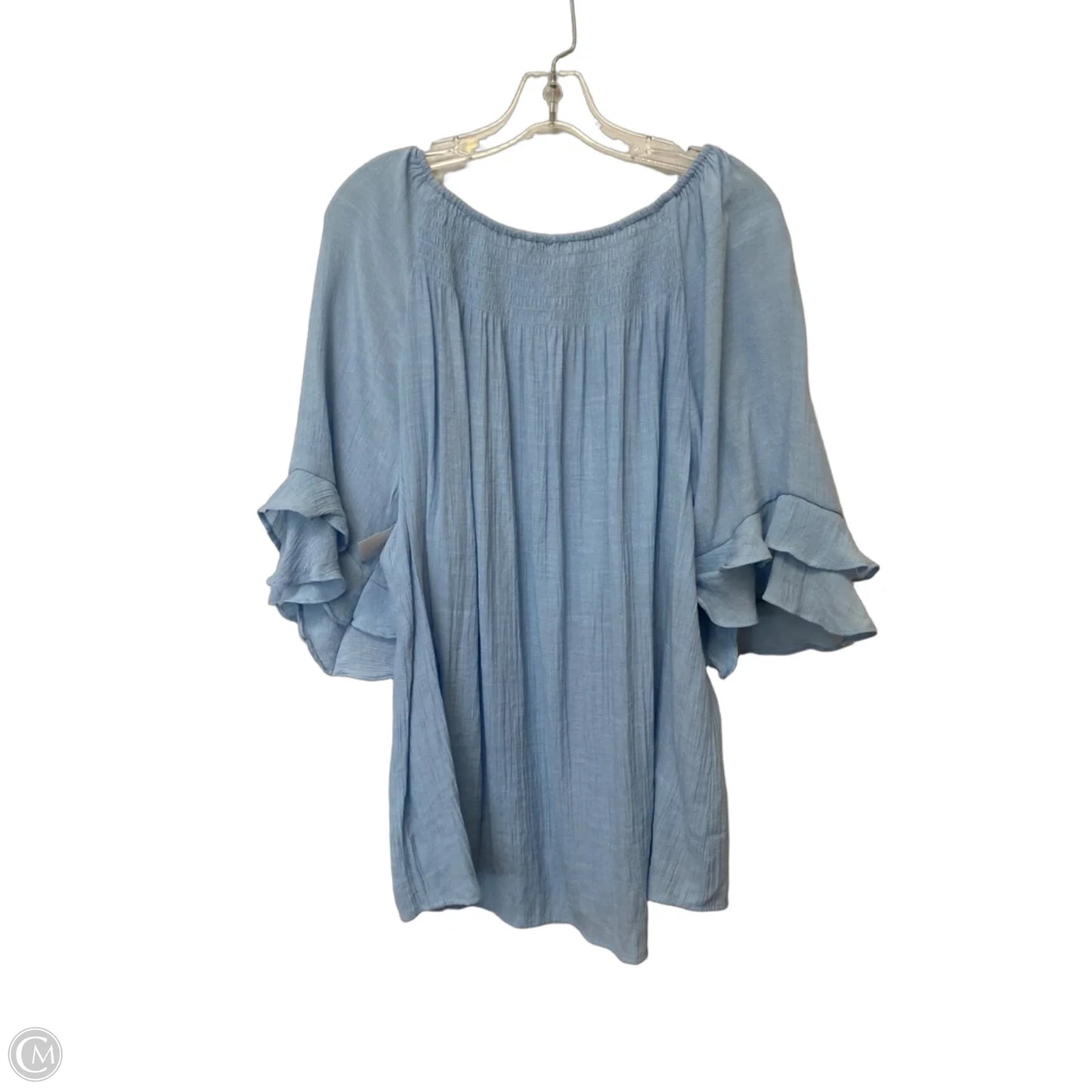Top 3/4 Sleeve Basic By Cato In Blue, Size: 18