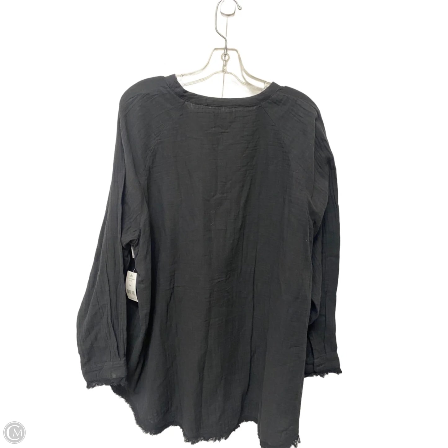 Top Long Sleeve Basic By Dip In Black, Size: 1x