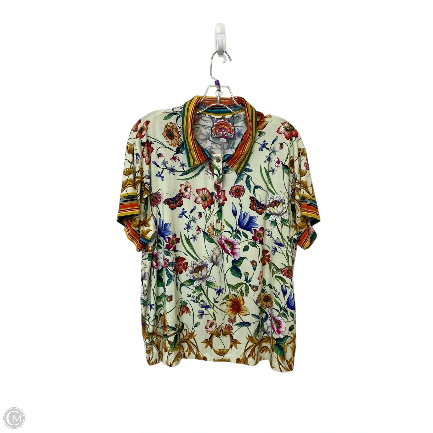 Top Short Sleeve By Johnny Was In Floral Print, Size: L