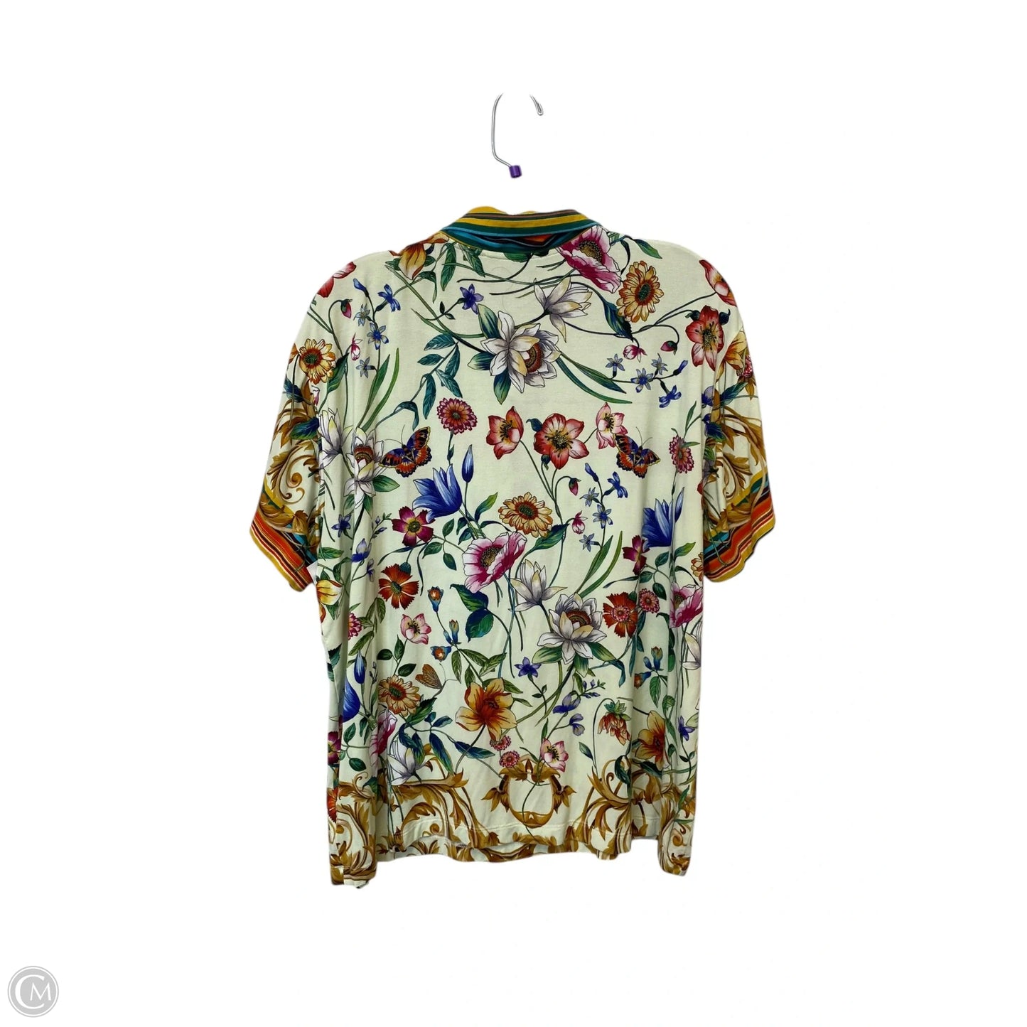 Top Short Sleeve By Johnny Was In Floral Print, Size: L