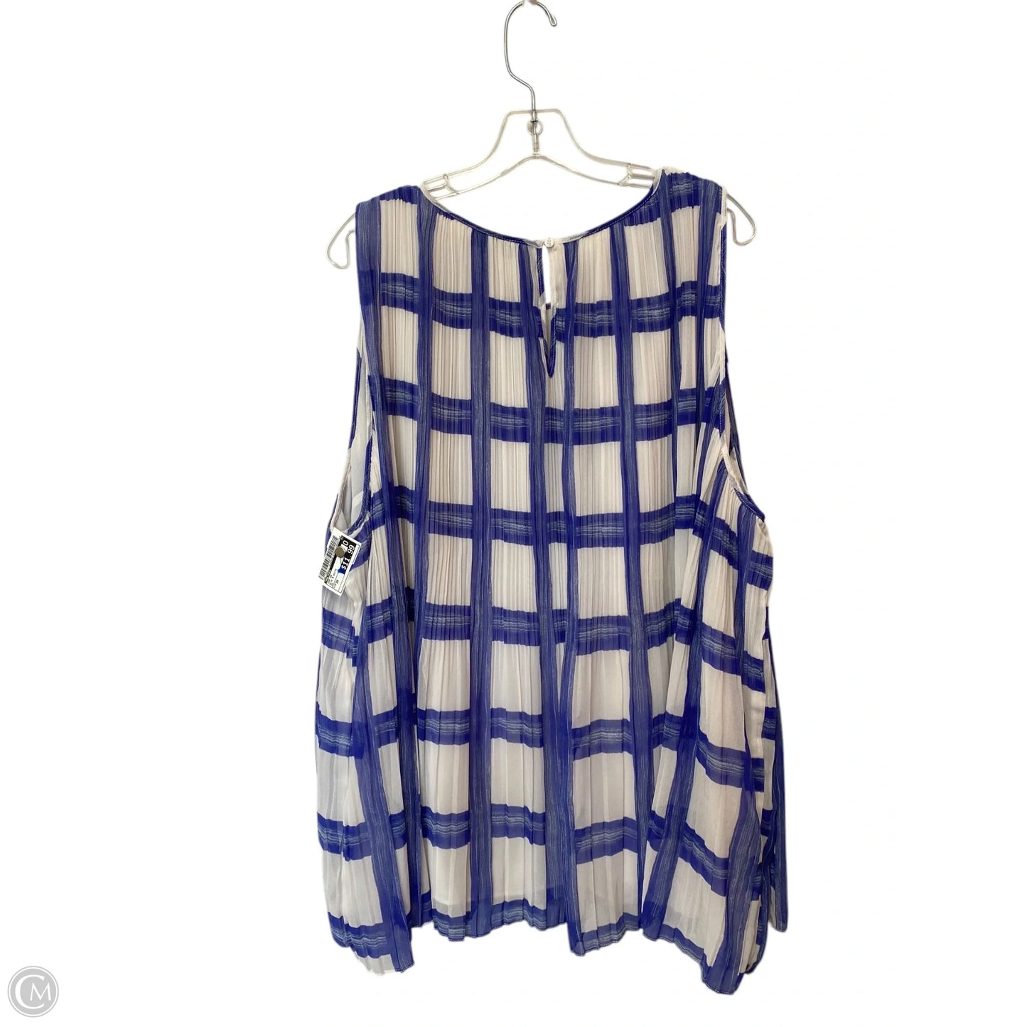 Top Short Sleeve By Halogen In Blue & White, Size: 3x