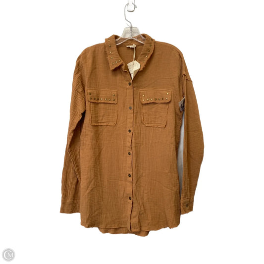Top Long Sleeve By Hem & Thread In Brown, Size: M