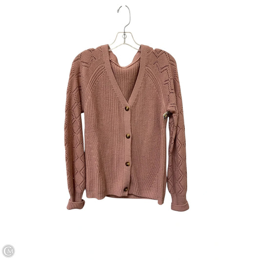 Sweater Cardigan By Clothes Mentor In Pink, Size: M