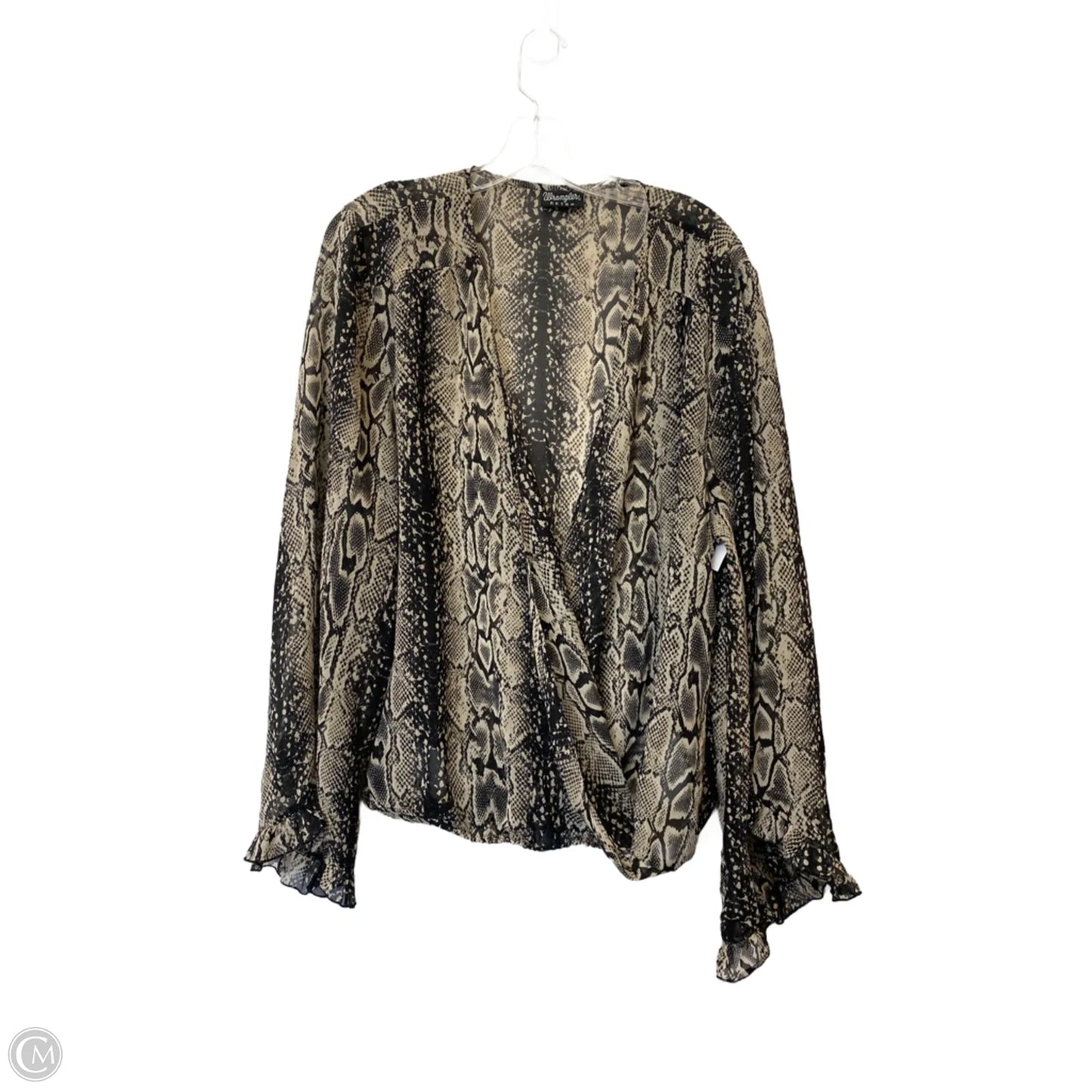 Top Long Sleeve By Wrangler In Snakeskin Print, Size: L