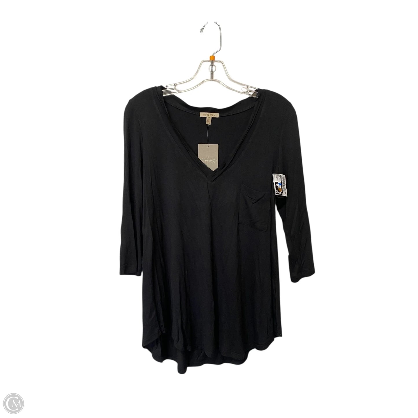 Top 3/4 Sleeve By Bordeaux In Black, Size: S