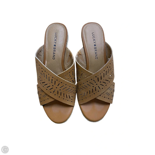 Sandals Heels Wedge By Lucky Brand In Brown, Size: 6