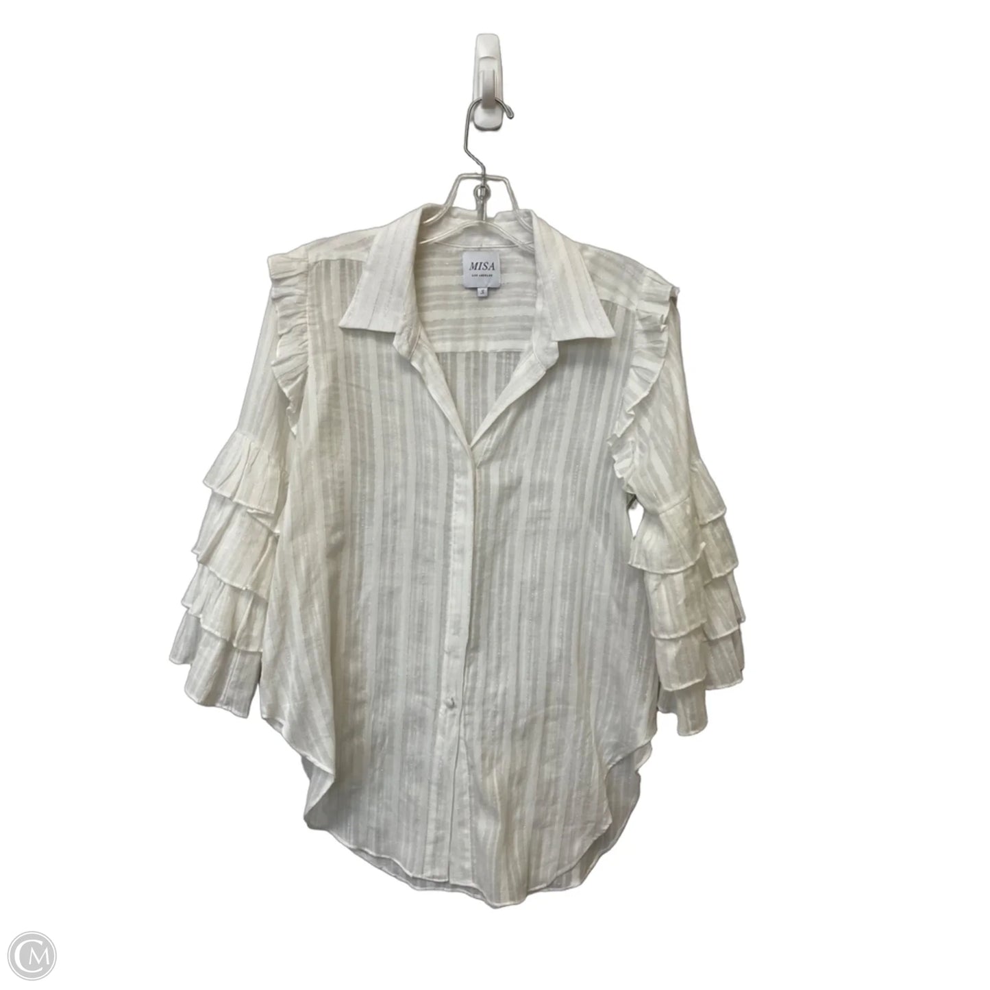 Top 3/4 Sleeve Designer By Misa In White, Size: S