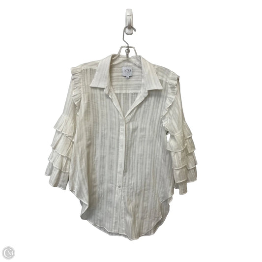 Top 3/4 Sleeve Designer By Misa In White, Size: S