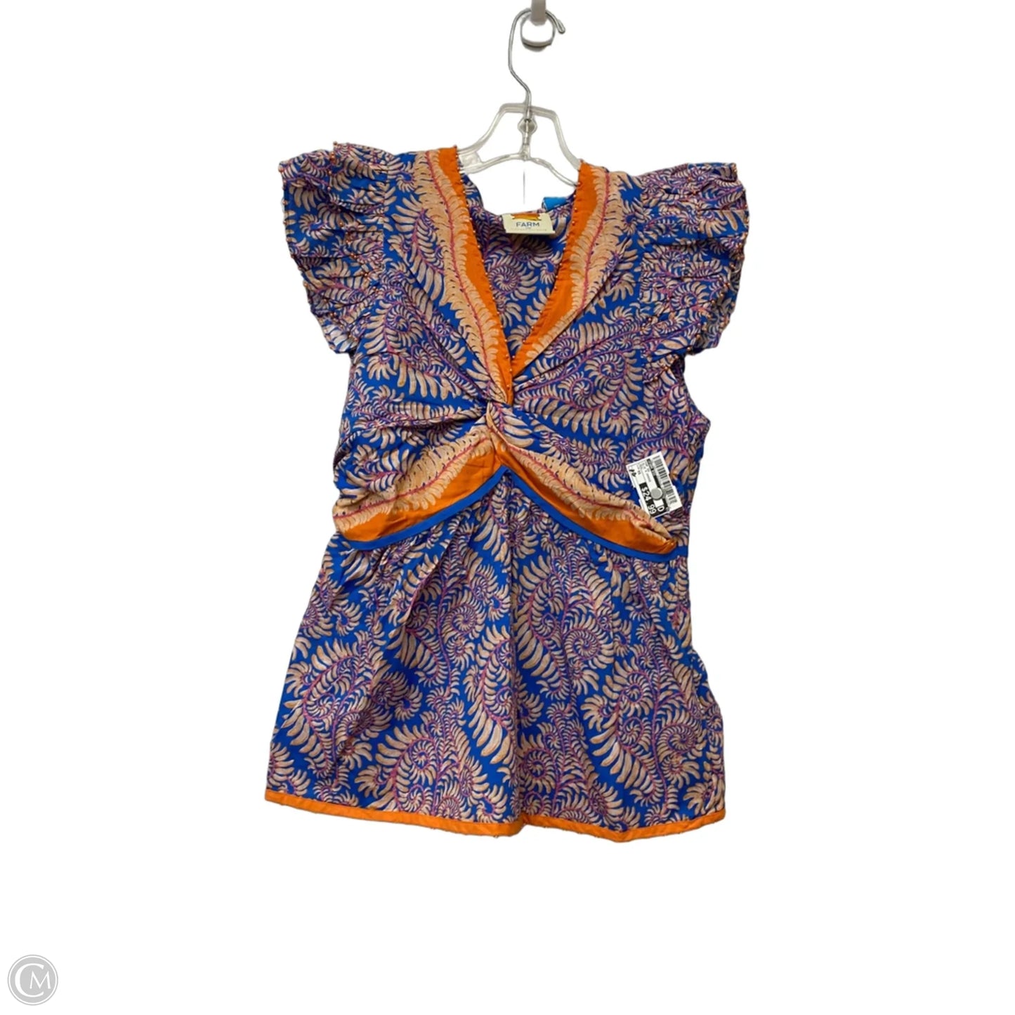 Top Short Sleeve By Farm Rio In Blue & Orange, Size: Xs