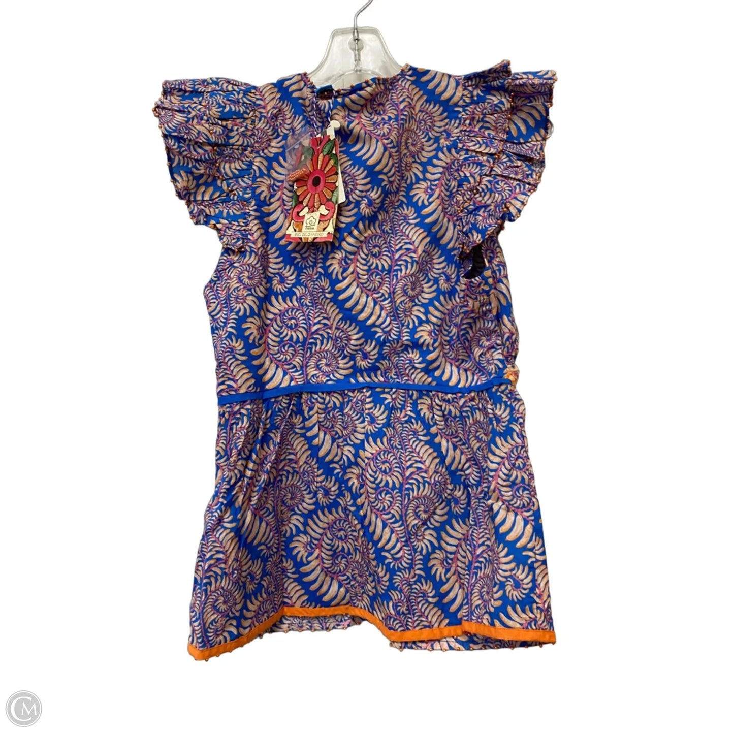 Top Short Sleeve By Farm Rio In Blue & Orange, Size: Xs