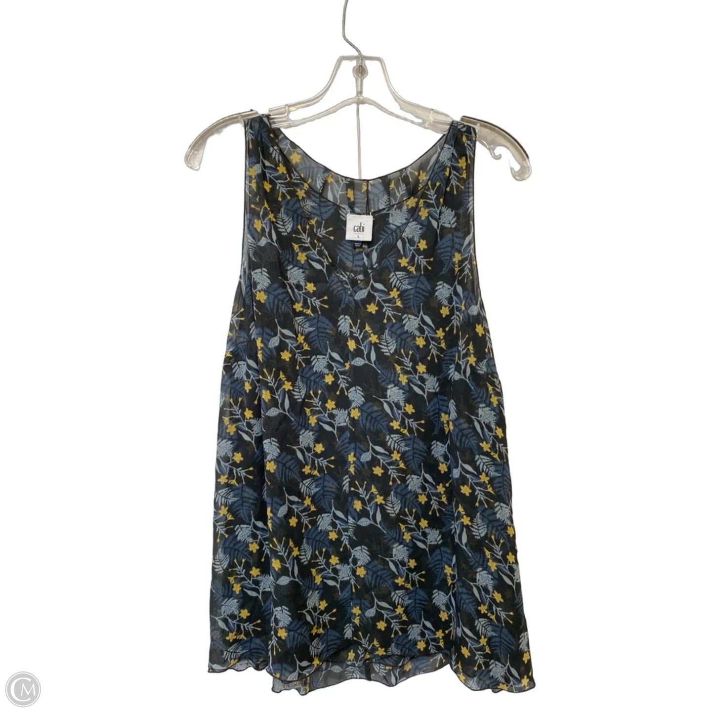 Top Sleeveless By Cabi In Blue & Yellow, Size: L