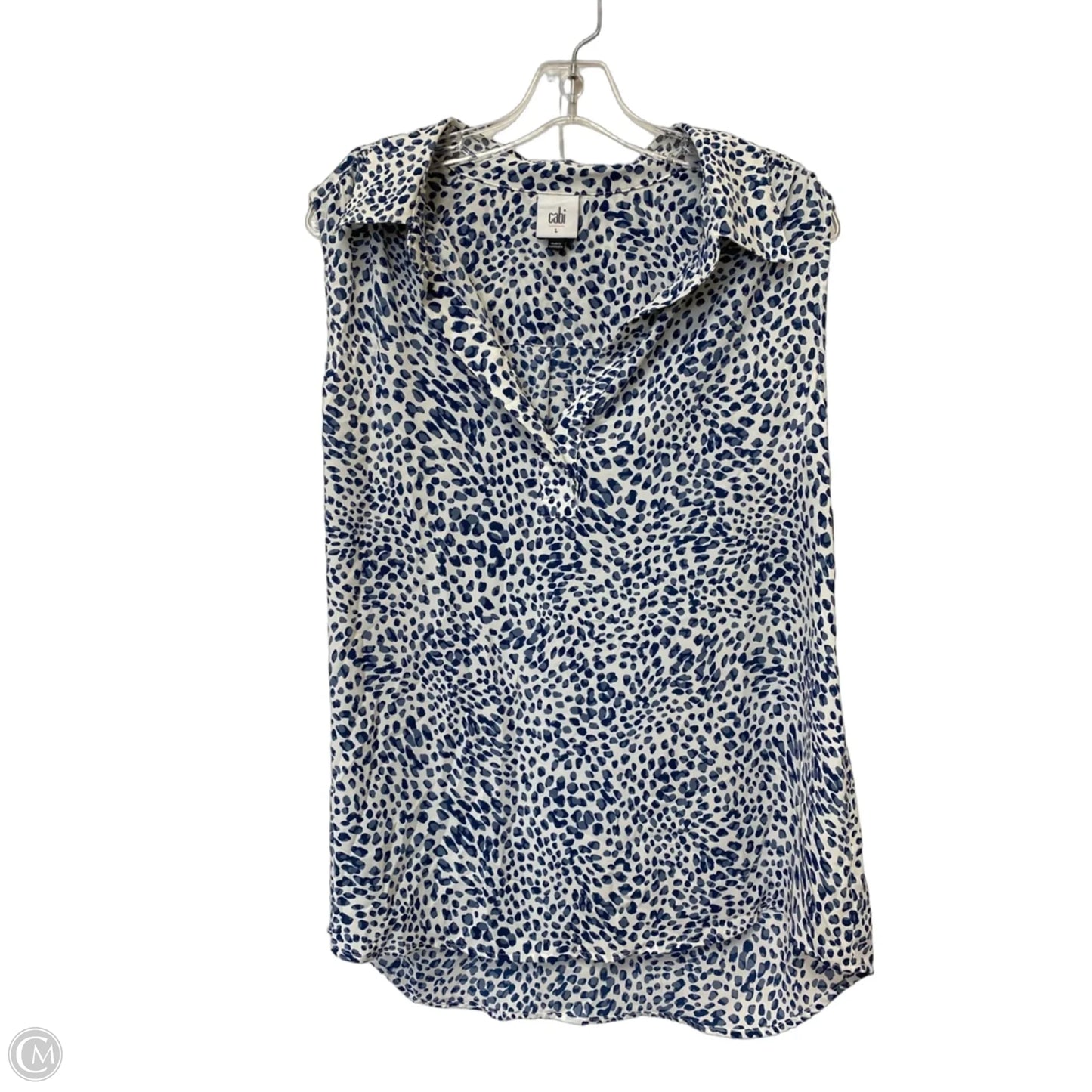 Top Sleeveless By Cabi In Blue & White, Size: L