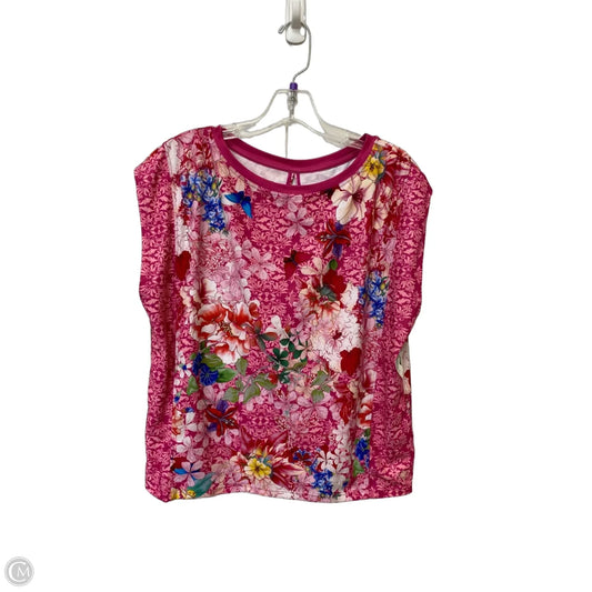 Athletic Top Short Sleeve By Johnny Was In Floral Print, Size: L