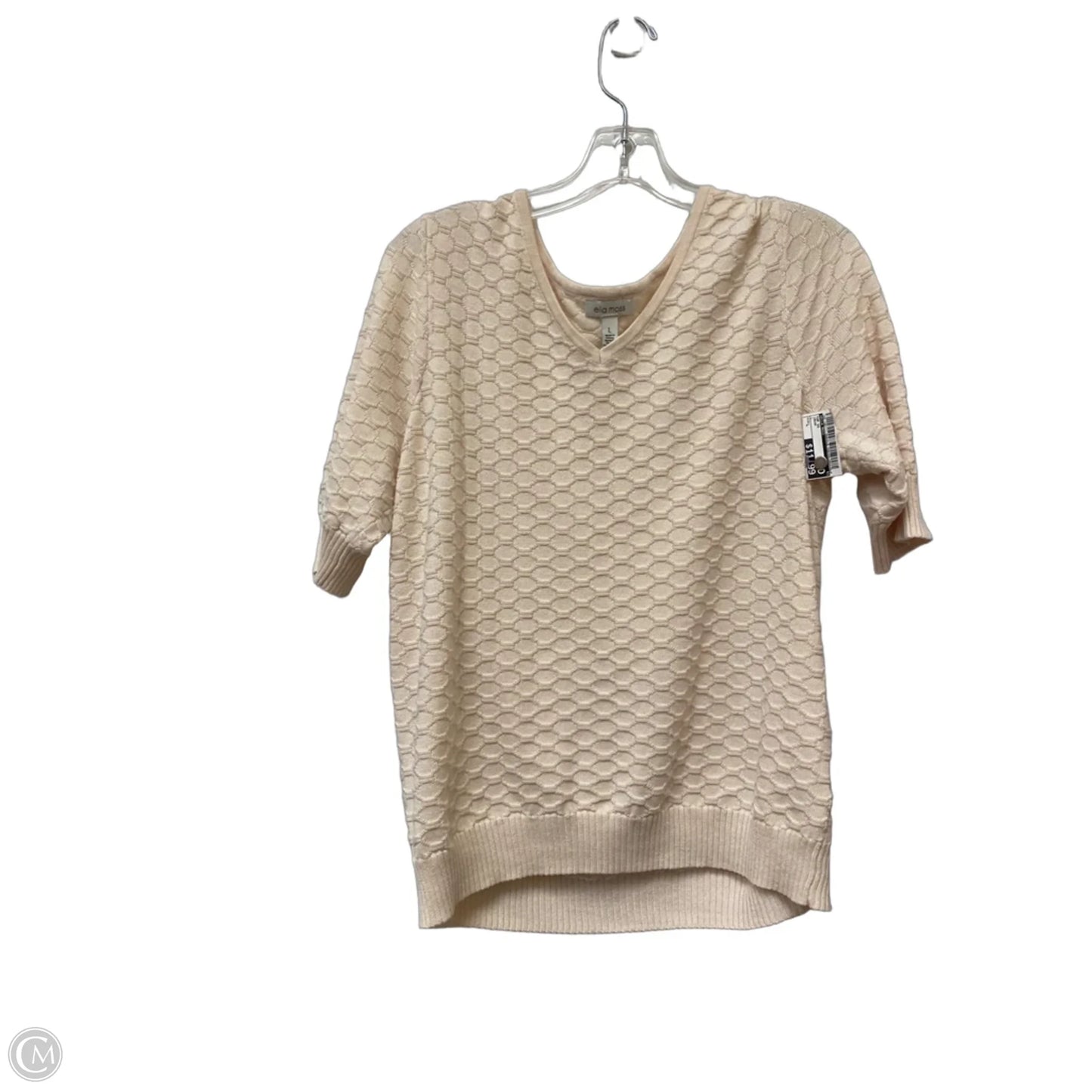 Top Short Sleeve By Ella Moss In Cream, Size: L