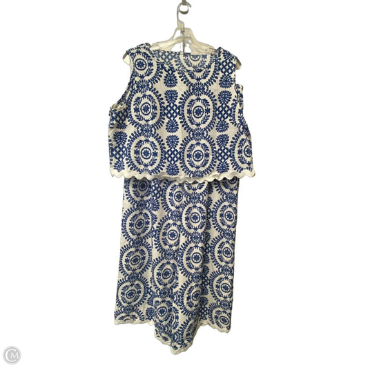 Pants Set 2pc By Clothes Mentor In Blue & White, Size: 2x