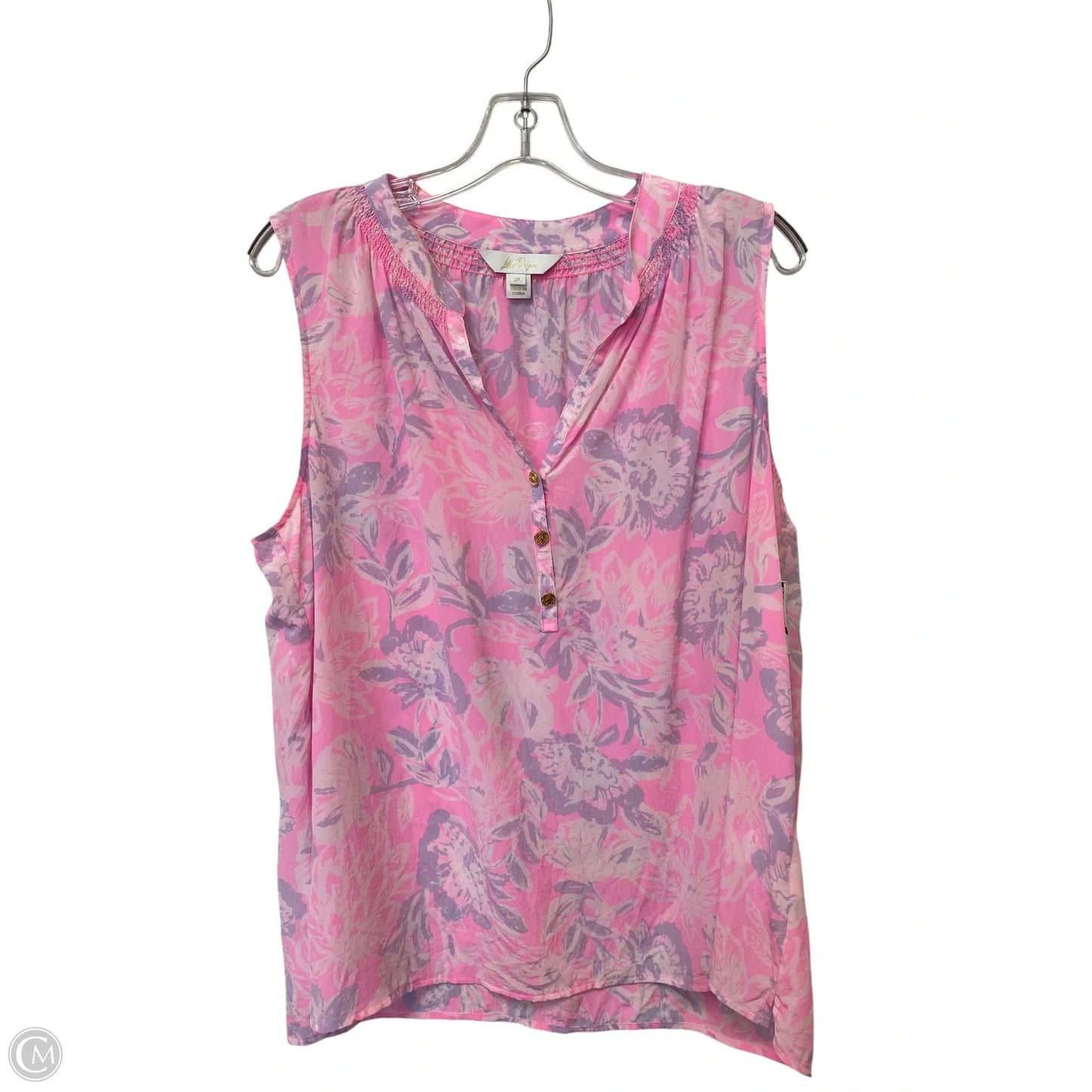 Top Sleeveless Designer By Lilly Pulitzer In Pink & Purple, Size: Xl
