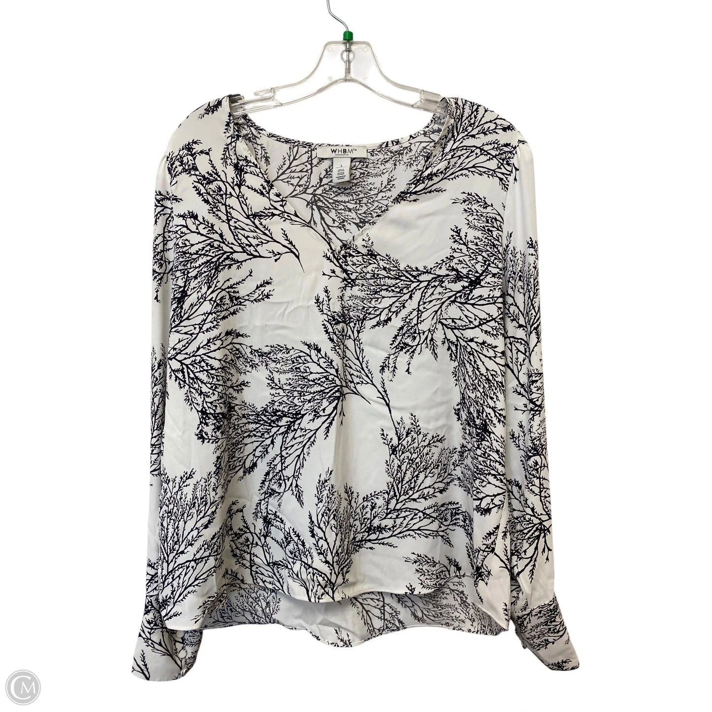 Top Long Sleeve By White House Black Market In Black & White, Size: L