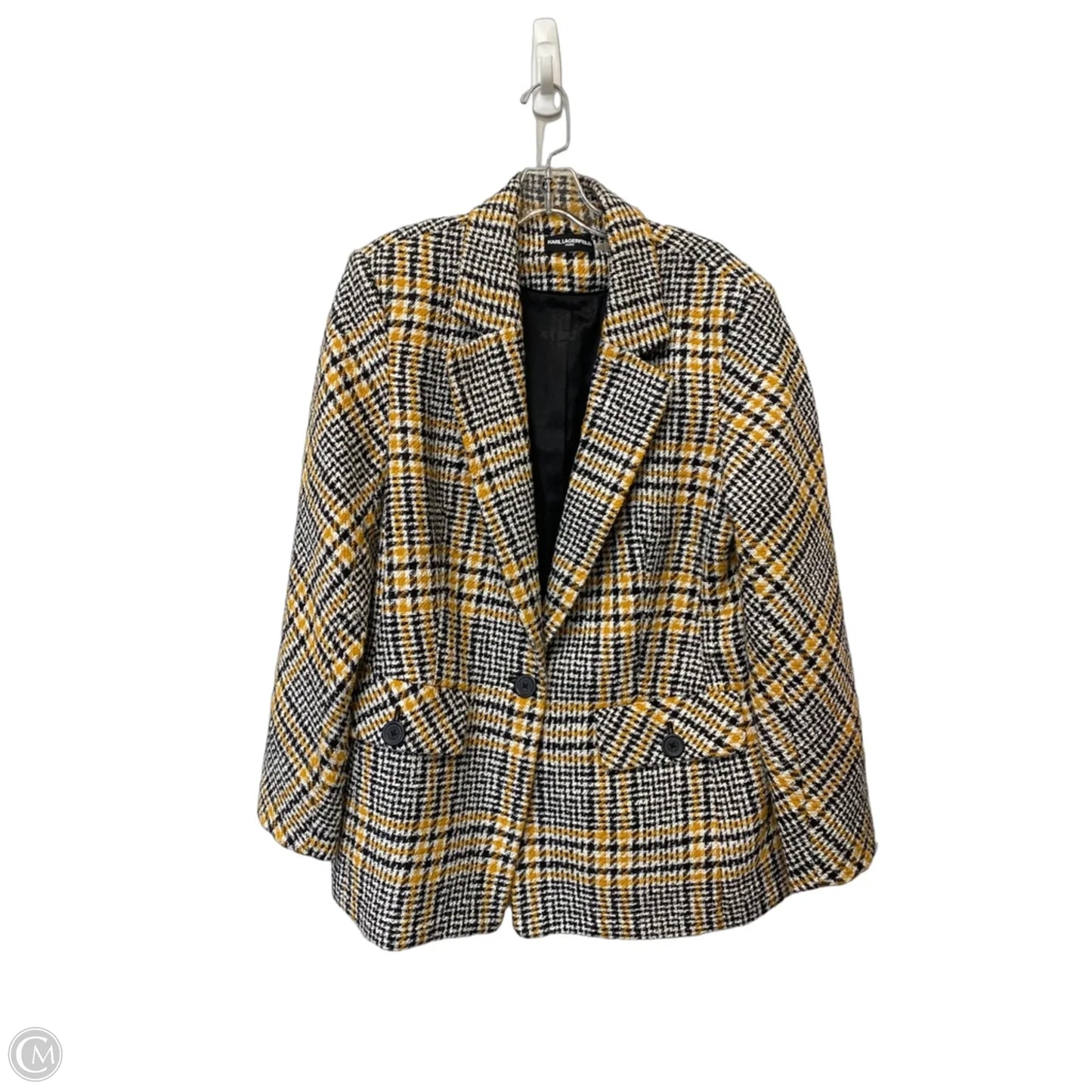 Blazer Designer By Karl Lagerfeld In Black & White, Size: L