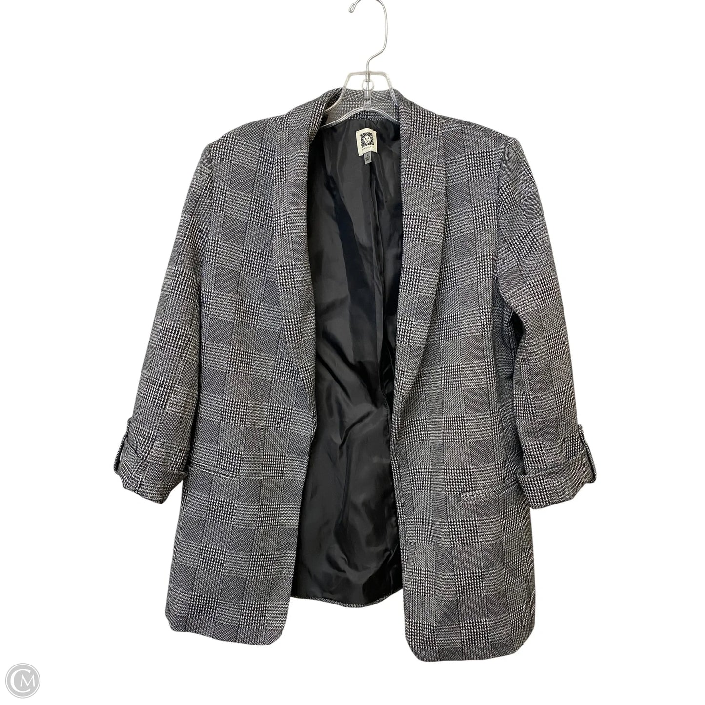 Blazer By Anne Klein In Black & Grey, Size: M