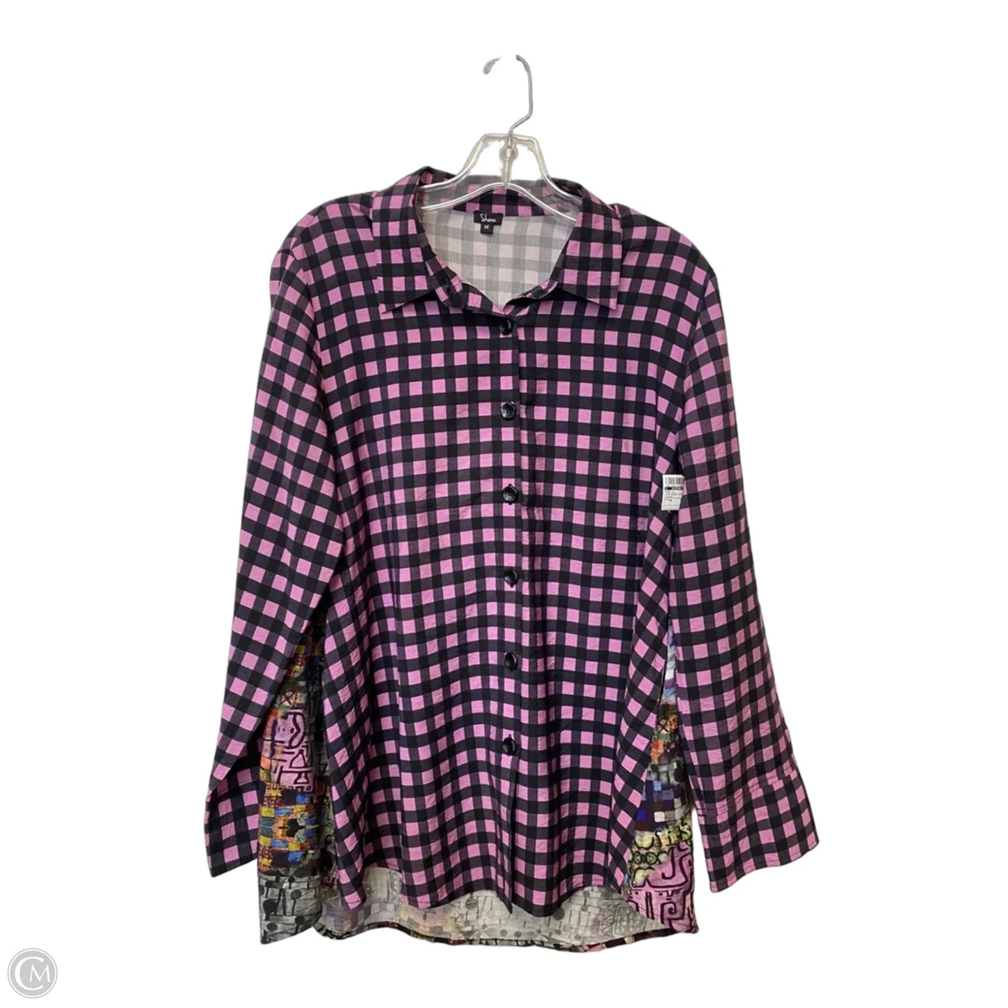 Top Long Sleeve By Clothes Mentor In Checkered Pattern, Size: M
