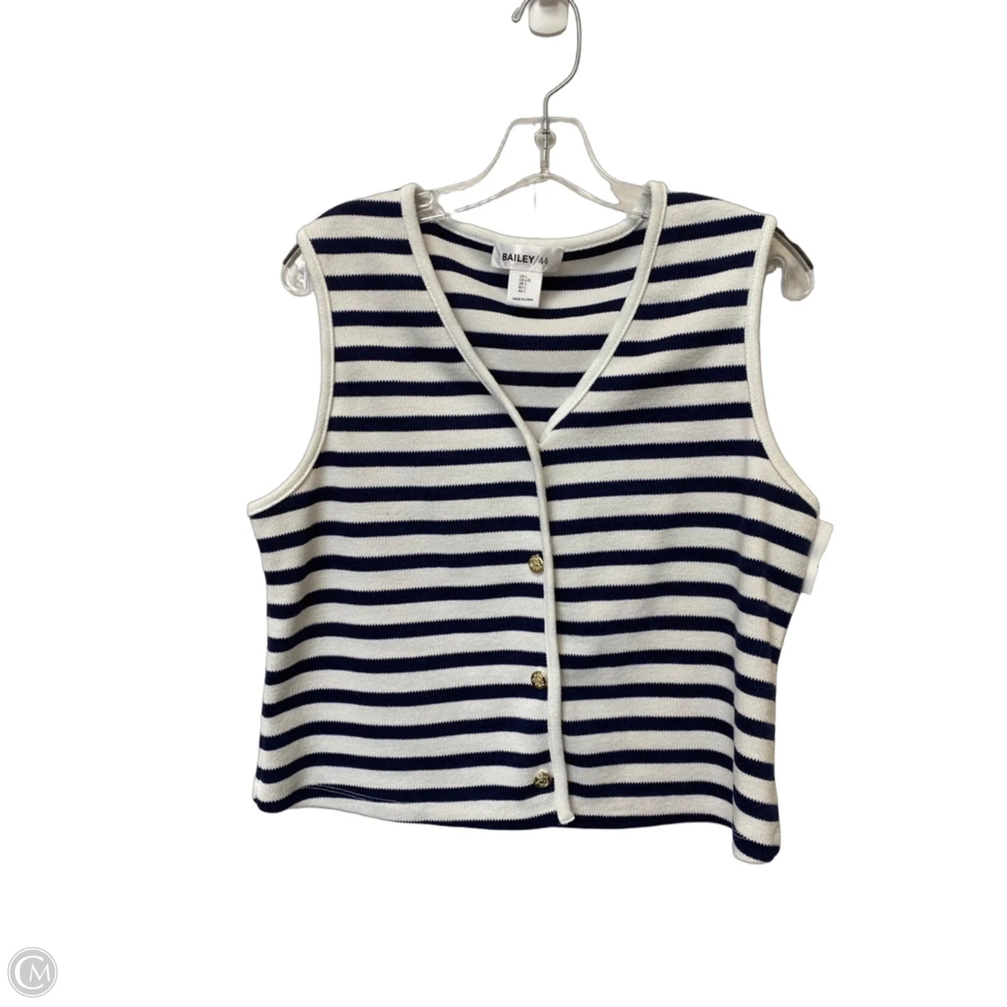 Top Sleeveless By Bailey 44 In Blue & White, Size: L