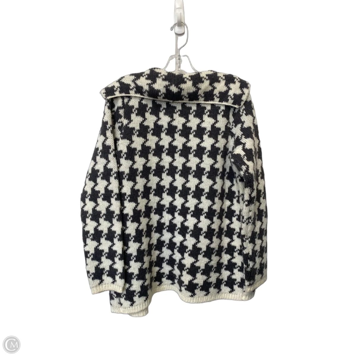 Sweater Cardigan By Ann Taylor In Grey & White, Size: M