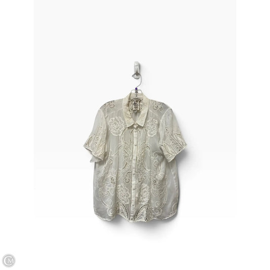Top Short Sleeve By Johnny Was In White, Size: Xl