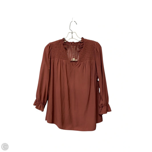 Blouse Long Sleeve By Blu Pepper In Maroon, Size: M