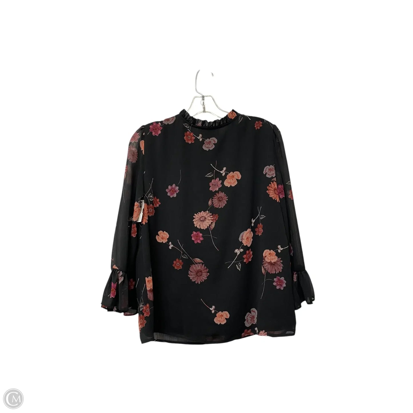 Blouse Long Sleeve By Cece In Black & Blue, Size: M