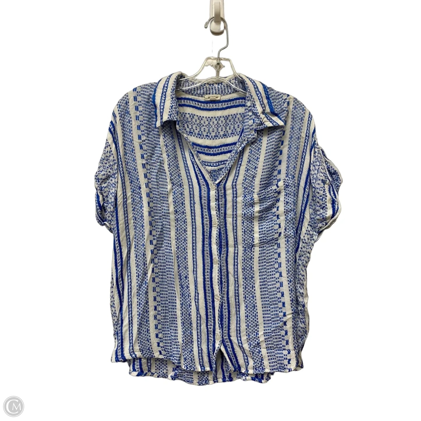 Top Short Sleeve By En Creme In Blue & White, Size: L