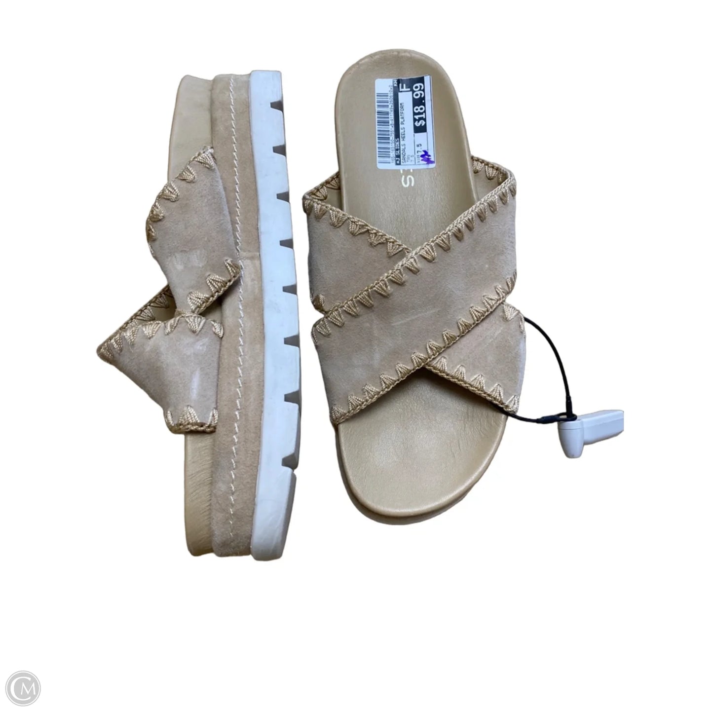 Sandals Heels Platform By J Slides In Tan, Size: 7.5