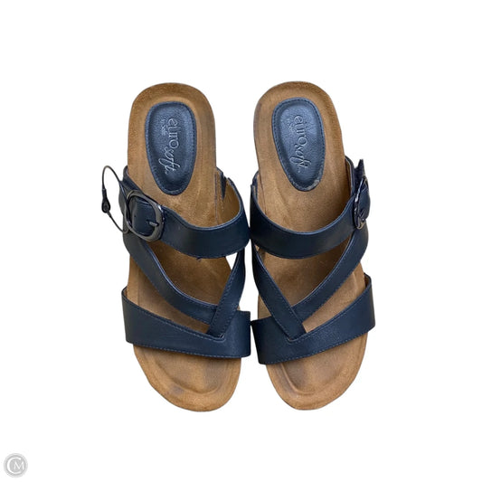 Sandals Heels Wedge By Sofft In Black & Brown, Size: 8.5