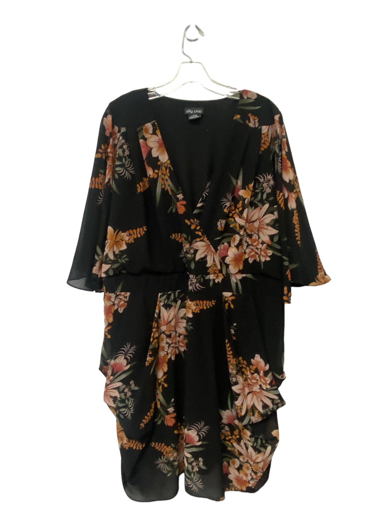 Floral Print Dress Casual Midi City Chic, Size Xxl