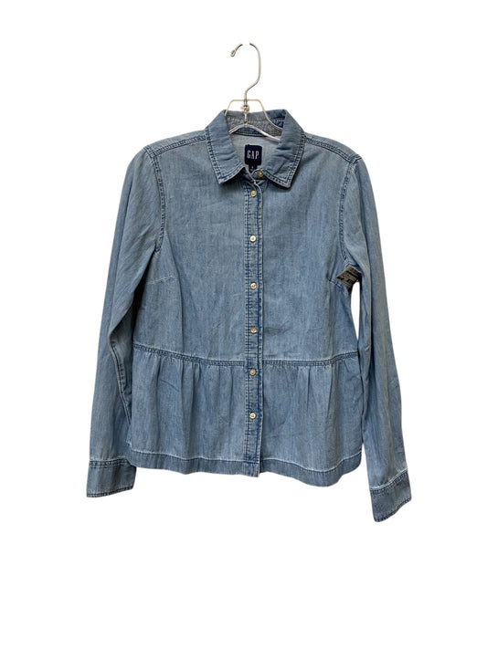 Top Long Sleeve By Gap In Blue Denim, Size: S