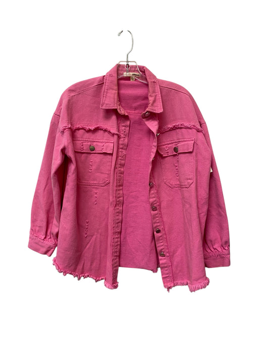 Jacket Shirt By Clothes Mentor In Pink, Size: M