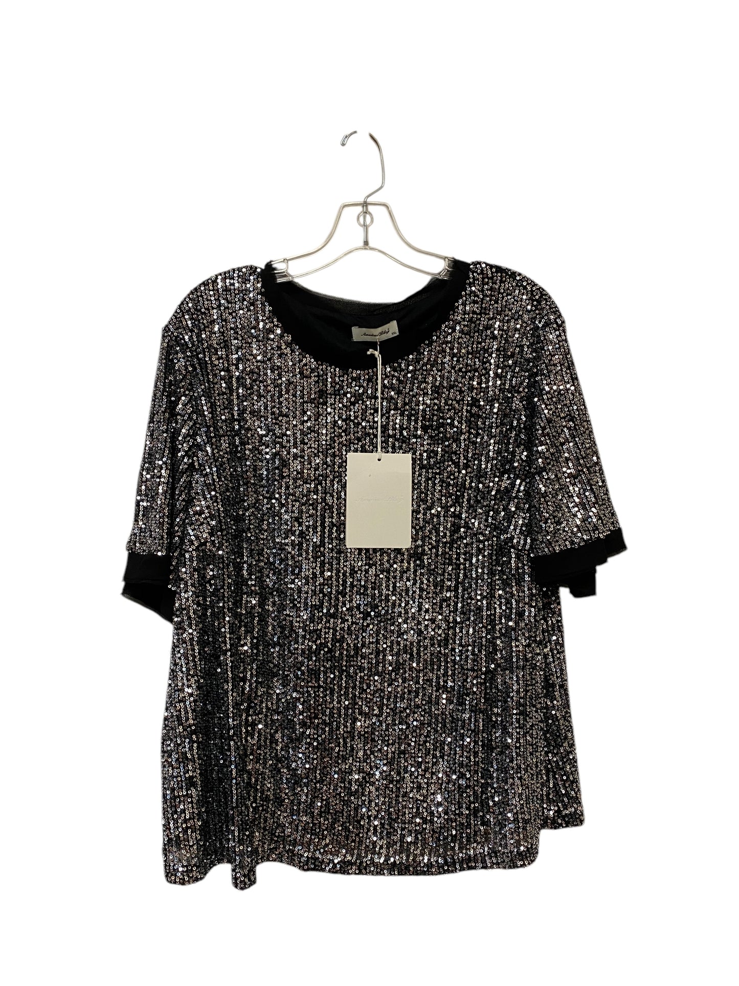 Top Short Sleeve By Clothes Mentor In Silver, Size: Xxl