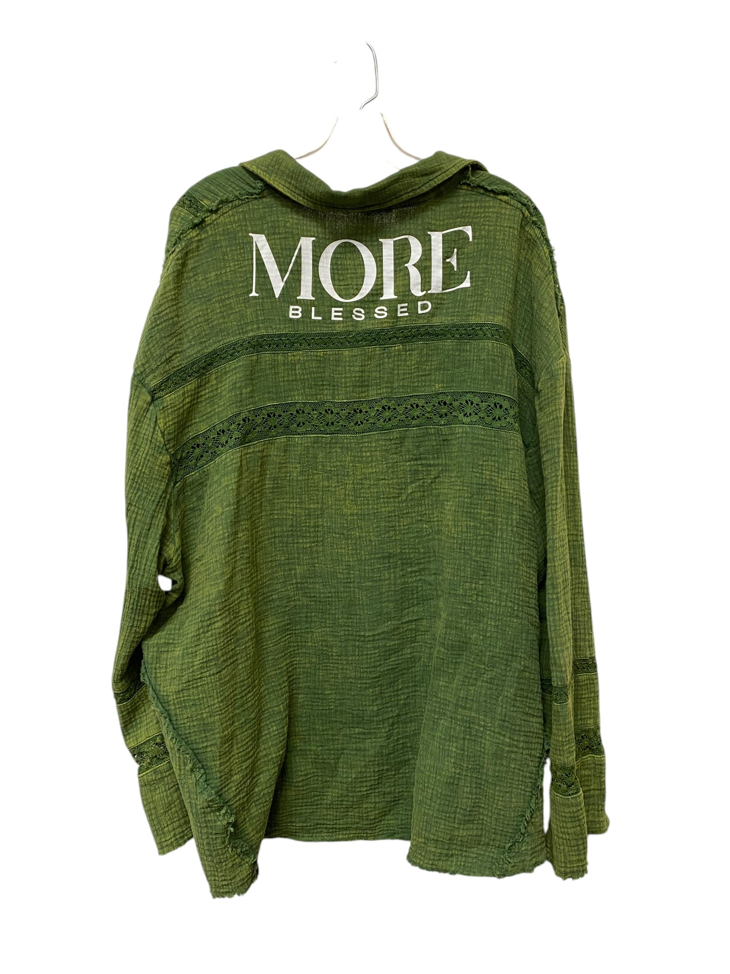 Jacket Shirt By Clothes Mentor In Green, Size: L